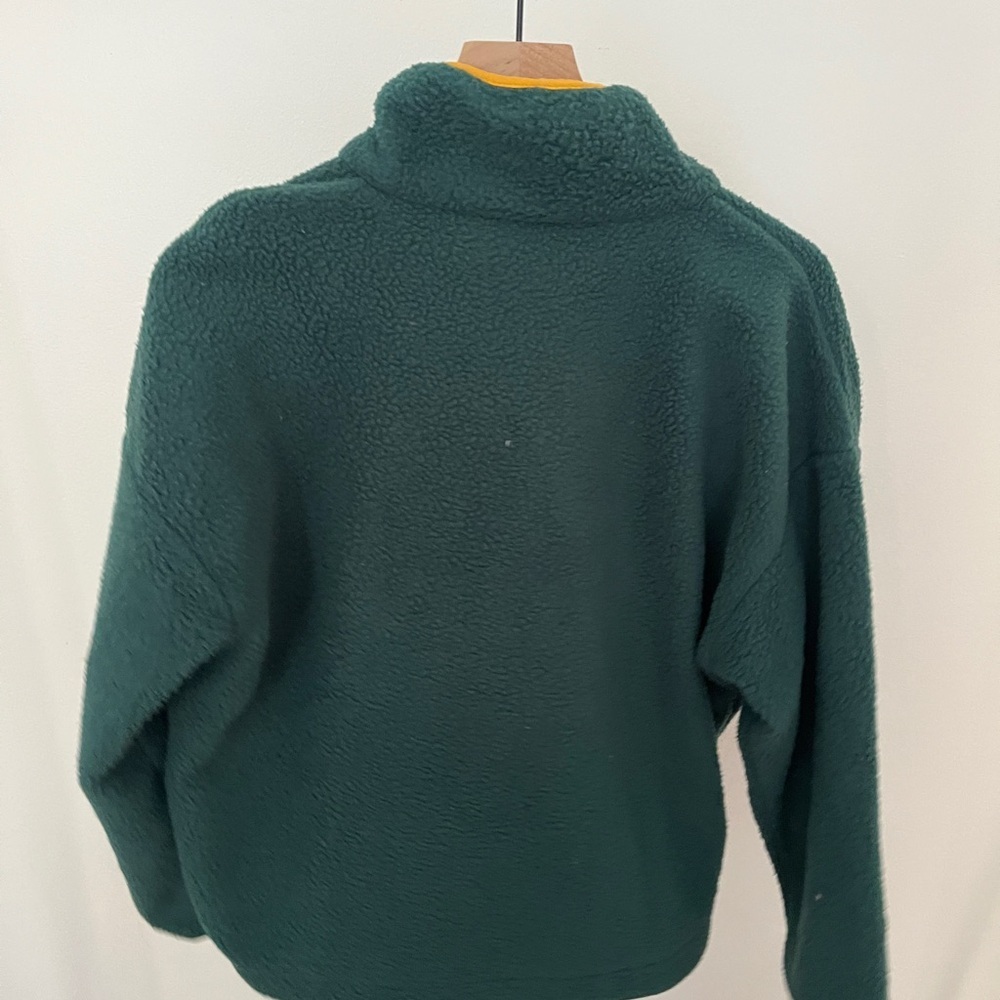 Wilo The Label | Fleece Pullover Boxy Green Long Sleeve Button Front- Small - Picture 5 of 5